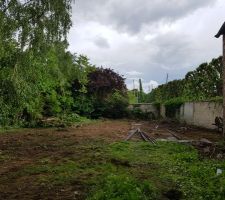 Photo de notre terrain , le hangar a &eacute;t&eacute; d&eacute;truit et nous allons abattre tous les arbres.