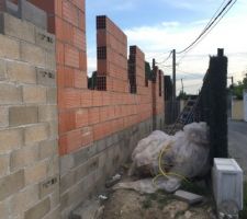 Élévation des murs de la maison, chemin vers l'entrée de la maison.
Un peu le bordel (de l'autre côté, n'en parlons pas, toutes les chutes de poly !)