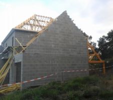 L'installation de la frisette, charpente au dessus de la maison fini, il reste toute la partie garage a finir et le carpot