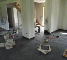Carrelage RDC en cours: MARQUE POLIS - modèle EASY GREY en 45 X 45