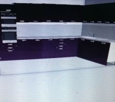 Un petit aperçu Cuisine commande  couleur aubergine laque et plan  et crédence blanc
