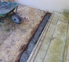 Béton et ferraillage pour la pose du caniveau
