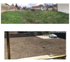 Terrain en cour de pr&eacute;paration avant r&acirc;telage