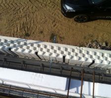 Incorporation des tigse filetées avant coulage pour la future muralière de l'avancée de toit bioclimatique.