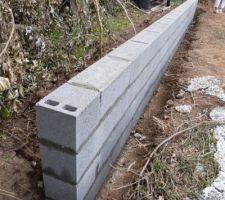 Le mur de fondation pour la future dalle de l'abri de jardin.