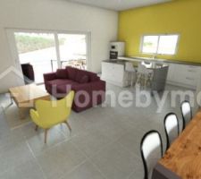 Essai 3D mur cuisine jaune