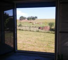 Vue de la porte fenêtre de la cuisine. Quand je vous disais la campagne..et ses vaches