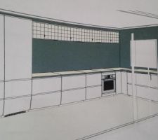 LA FUTUR CUISINE ENFIN UNE ESQUISSE CAR TOUJOURS DES DÉTAILS A REVOIR.