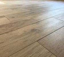 Carrelage imitation parquet (manque les joints)
