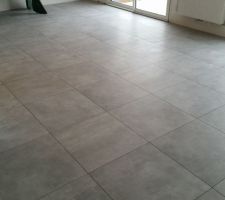 Pose du nouveau carrelage 60x60 rectifié et du carrelage imitation parquet dans les quatre chambres.... Travail réalisé par un carreleur mosaïste.