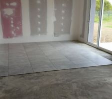 Pose du nouveau carrelage 60x60 rectifié et du carrelage imitation parquet dans les quatre chambres.... Travail réalisé par un carreleur mosaïste.