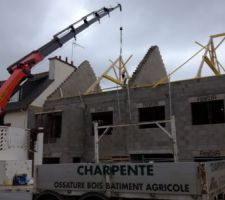 Début de la pose de la charpente