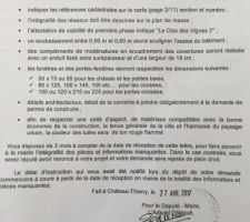 Voilà le courrier qui imposait les modifications du pc