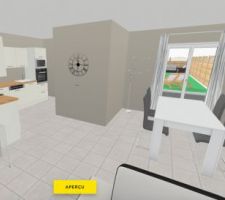 Simulation avec Homebyme: vue de la cuisine et salle a manger