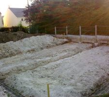 Pose des armatures pour les semelles