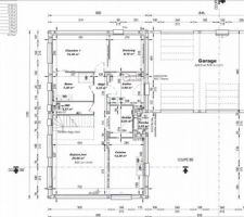 Vue du rdc avec garage accolé pour forme une maison en L