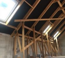 Charpente et velux posés.
