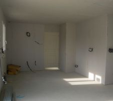 Poser les portes avant d'avoir fait les bandes et couler la chape liquide, mauvaise idée !