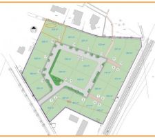 Le plan du lotissement, notre terrain entour&eacute; en orange, parcelle n15