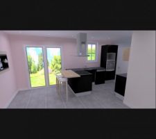 Vue 3D projet cuisine, il a changé un peu et n'est pas dans la bonne orientation