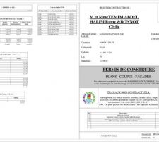 Permis de construire avec les différentes dimensions des différentes pièces.