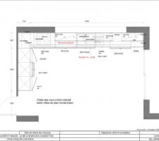 Plan de la cuisine avec la fenêtre panoramique au niveau du plan de travail
