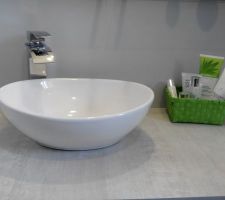 Vasque à poser et mitigeur cascade installés