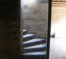 Pose des marches de l'escalier du sous-sol