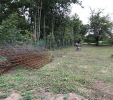 Livraison de la ferraille.  Le terrain est nettoyé et élaguer. Les piquets pour l'implantation de la maison