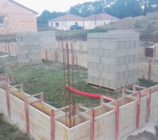 Mise en place du coffrage (vu lat&eacute;rale)