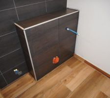 Habillage du WC terminé, malheureusement, la couleur des joints n'est pas la même, il y a un hic une nouvelle fois.