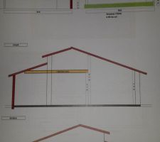 Projet abri de jardin vue de côtés et en coupe