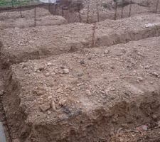 Pose des armatures des fondations