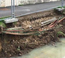Effondrement en limite de propriété à cause de l'eau
