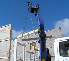 Pose poutre Kerto à l'étage