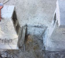 Découpage du muret et des fondations pour l'arrivé Enedis