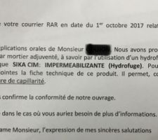 Courrier réponse constructeur arase