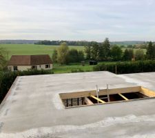 La dalle de l'&eacute;tage en cours de s&eacute;chage/prise...