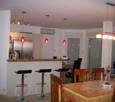 Les luminaires de la cuisine et du séjour.