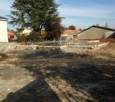 Prise de vue de suivi de chantier : Coulage de la dalle en partie habitable.
