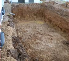 La commune et le règlement du lotissement nous imposent la récupération des eaux pluviales, nous avons opté pour un massif drainant de 45m2