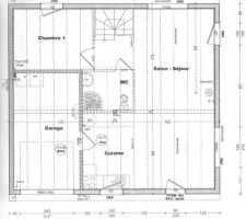 Plan du rez de chaussée (la cuisine sera sûrement plus grande, mais on verra ça plus tard ^^)