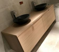 Pose des meubles dans la SDB 2
Manque encore le miroir lumineux et la paroi en verre de la douche ?