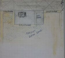 Croquis, cuisine-salle à manger. Parquet bâton rompu côté Sam avec calepinage, carrelage côté cuisine