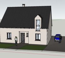 Vu de la façade de la maison avec sketchup