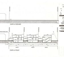 Plan de coupe du terrain et de la construction