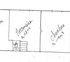 Croquis de ce que devrai être nos futures combles:
2 chambres d'un peu moins de 19 M2 avec leur salle de douche chacune, une mezzanine d'un peu moins de 12 M2 et un petit grenier de 8,50 M2 environ.