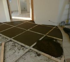 Remplissage du quadrillage avec une chape maigre