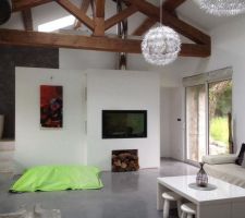 Séjour avec plafond cathedrale