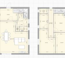 Première version du plan de la maison avec cotes